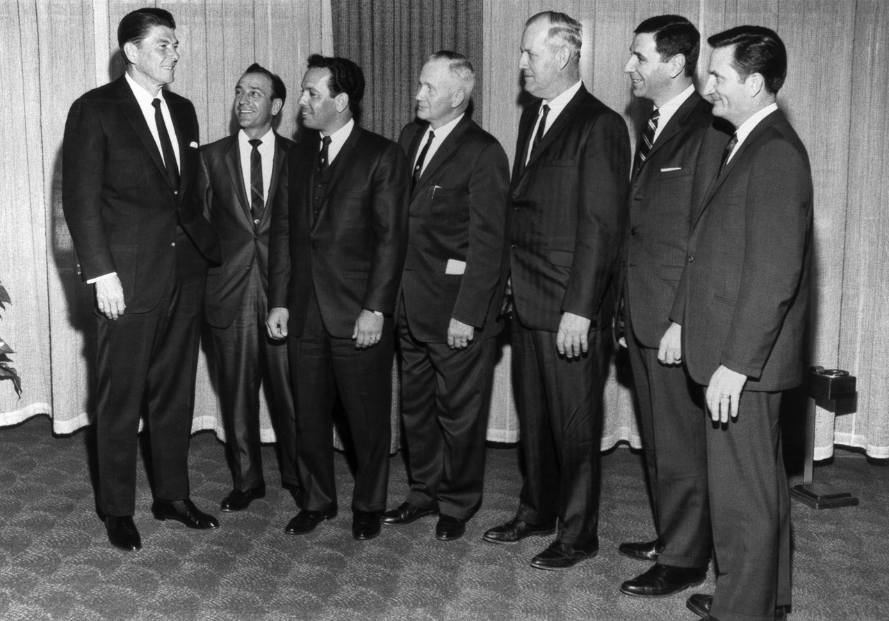 Photo of California Governor Ronald Reagan and Cerritos representatives